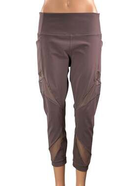 Lululemon Mesh In Motion Crop Pink High Rise Yoga Athletic Leggings Pants Sz 12